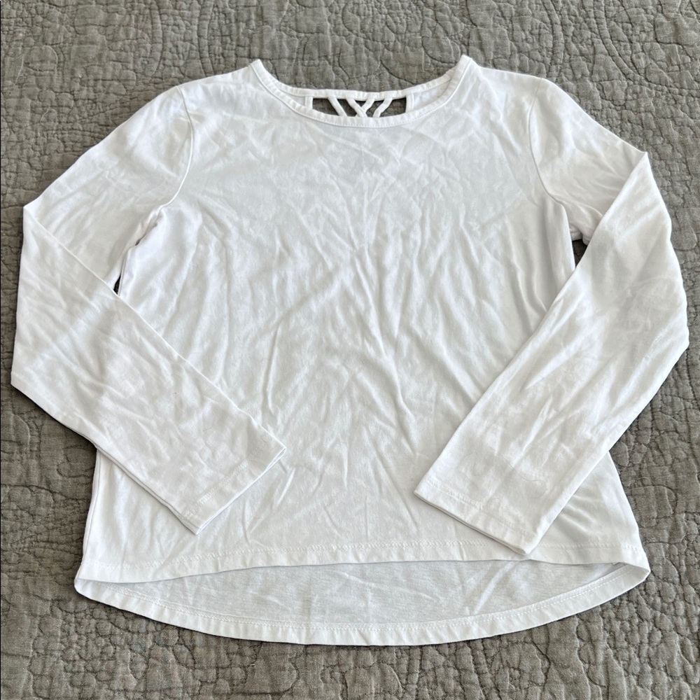 Old Navy White Long-Sleeve Tee with Back Strap Detail